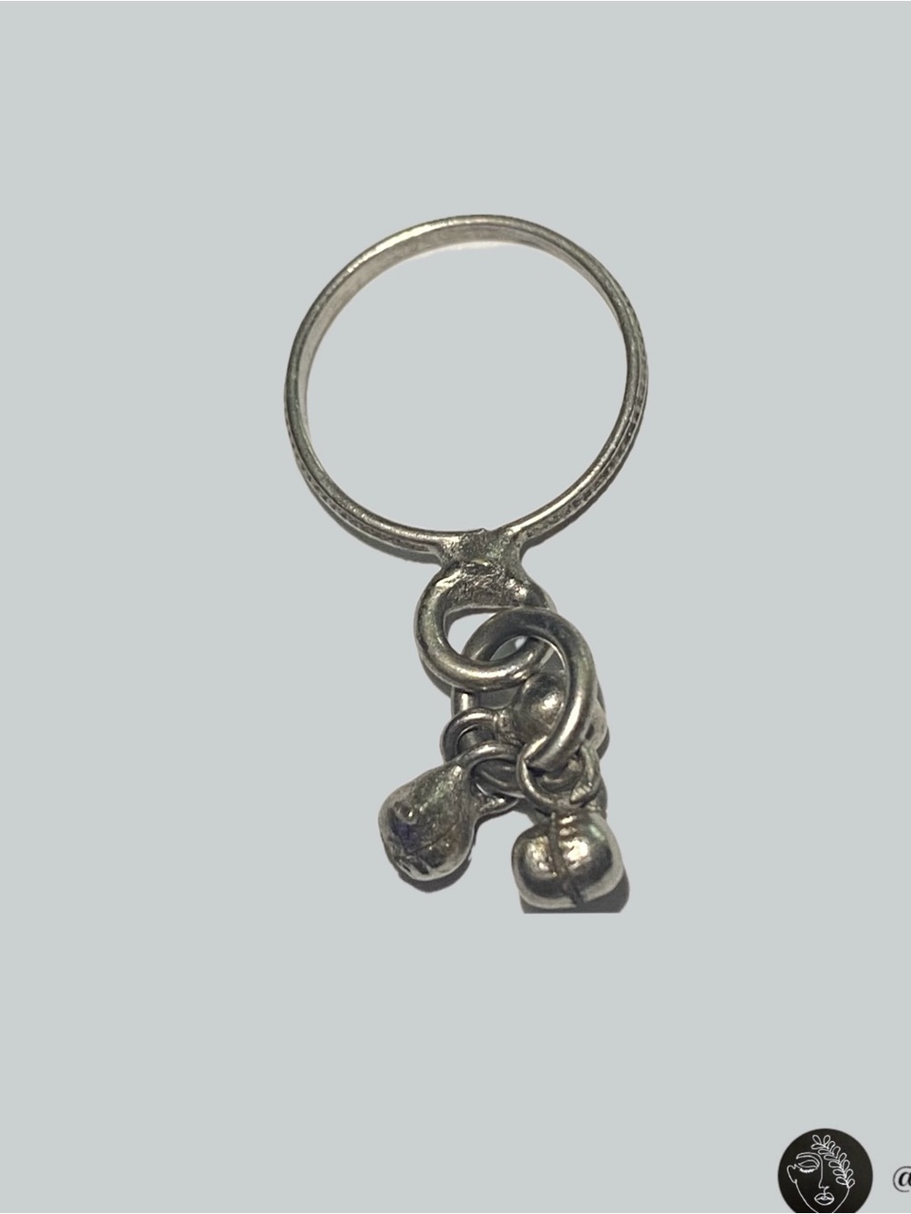 Vintage Sterling Silver Rabari Bell Ring Ethnic Tribal Dangle Boho Size 6.5